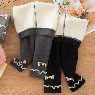 女童加绒裤子秋冬外穿纯棉打底裤