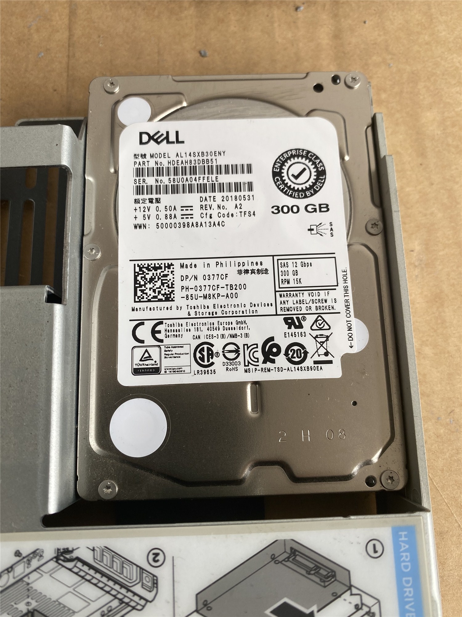 DELL 377CF 0377CF 300G 15K SAS 2.5 12GB硬盘T640 T330 R530