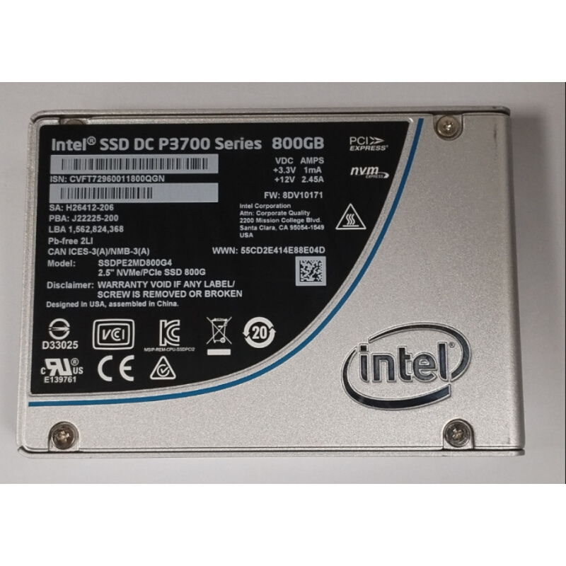 P3700 800G SSDPE2MD800G4 U2 NVME服务器固态SSD提供测报