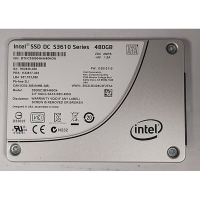 S3610 480G 6G SATA SSDSC2BX480G4 满寿命 提供测报服务器