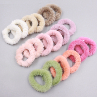秋冬毛绒绒羊绒高弹力皮筋发圈自己diy百搭毛毛网红饰品糖果发绳