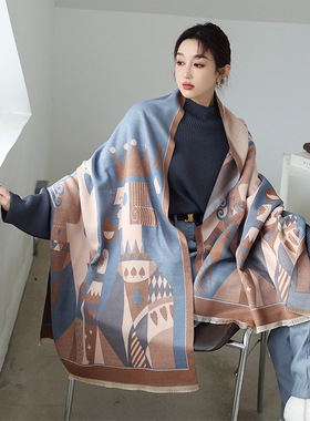 春夏秋冬印花韩版男女加厚围巾