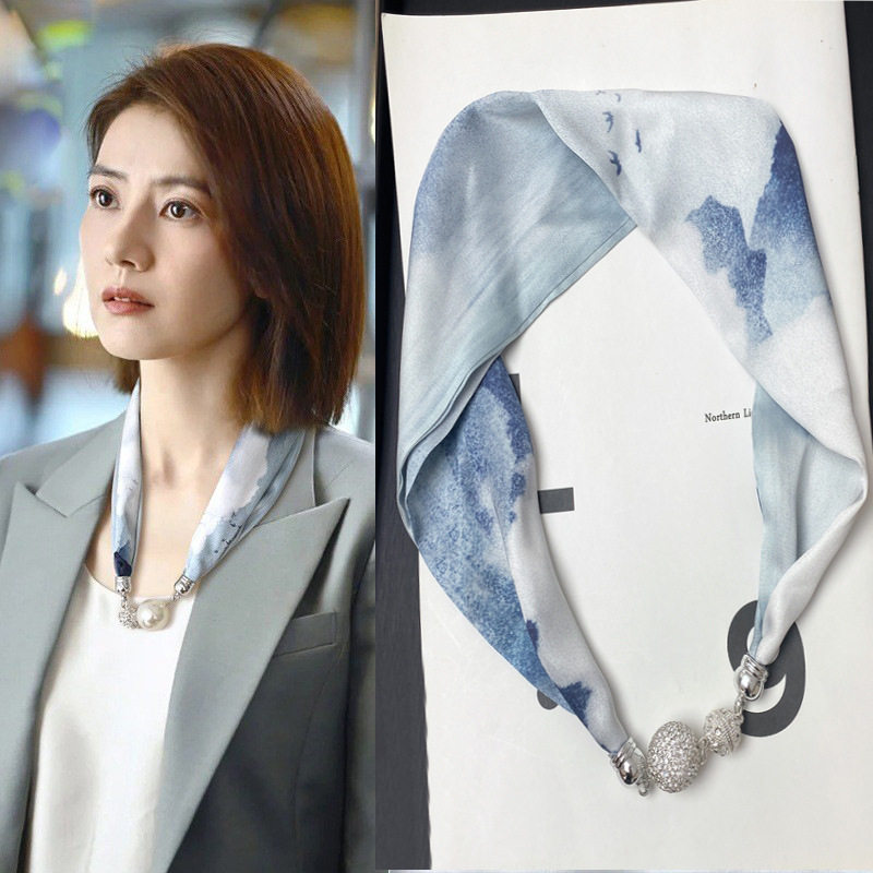 春夏秋冬磁吸韩版女缎面丝巾礼品图片