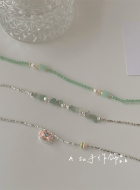 绿色水晶项链女锁骨链