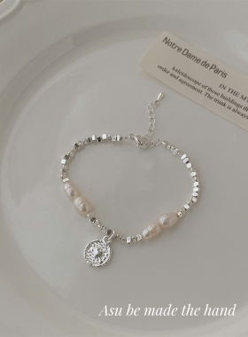 天然淡水珍珠爱心圆珠手链女