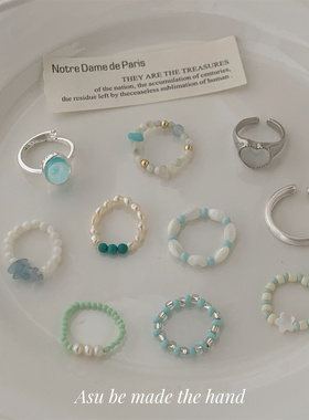 米珠串珠戒指女小众气质