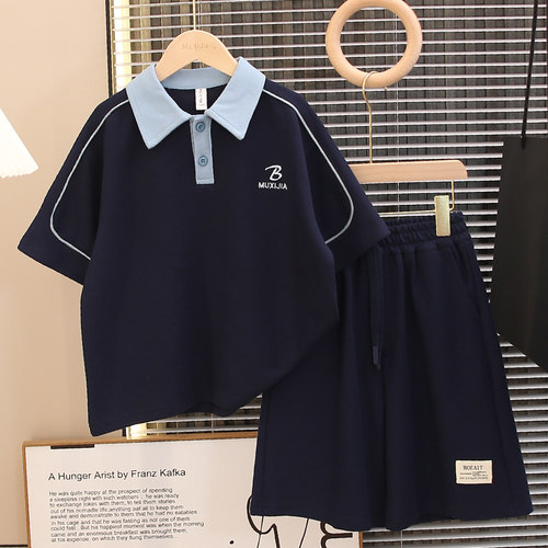 男童夏装polo衫套装2026新款儿童潮牌短袖t恤两件套男孩休闲酷帅