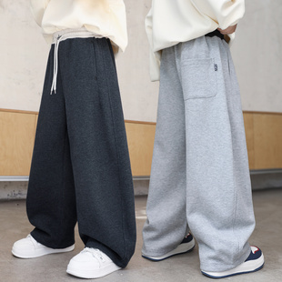 男童加绒裤子秋冬款儿童冬季一体绒运动裤中大男孩新款加厚休闲裤