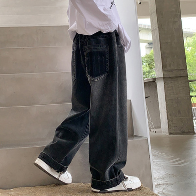 男童春秋牛仔裤儿童秋冬新款加绒裤子中大男孩直筒宽松厚长裤休闲