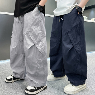 男童裤子夏季薄款防蚊裤男孩宽松直筒休闲裤儿童韩版夏装潮牌工装