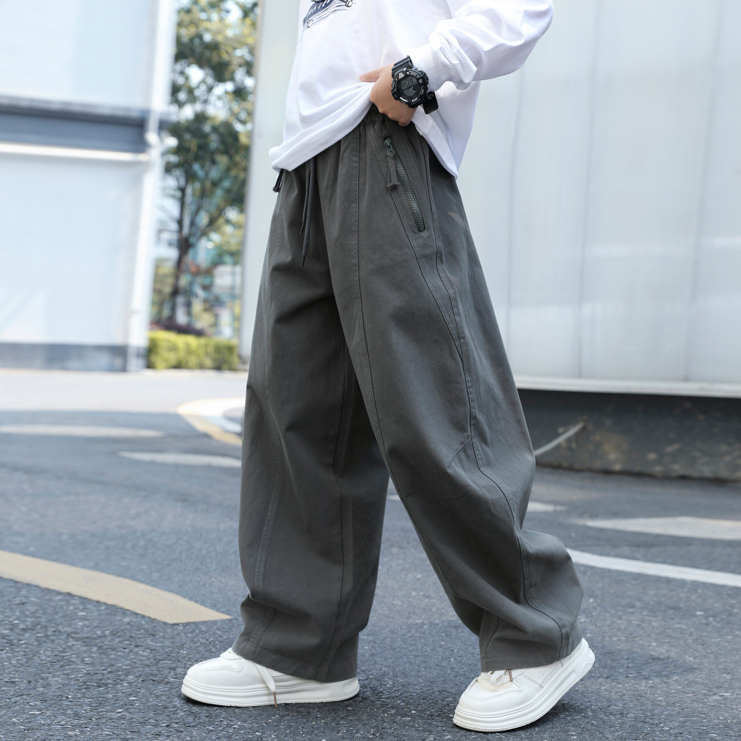 男童秋装裤子大童纯棉休闲裤儿童春秋洋气工装裤男孩秋季简约长裤