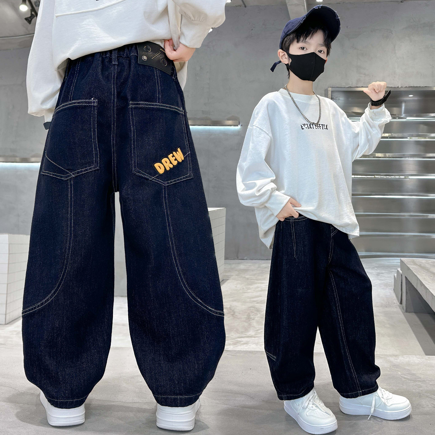 男童洋气裤子春秋儿童新款春季牛仔裤中大男孩夏季薄款休闲弯刀裤