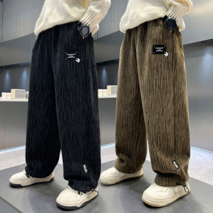 男孩中大童潮牌厚长裤 宽松休闲裤 2025儿童新款 男童秋冬加绒运动裤