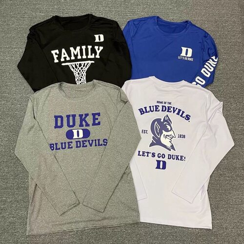NCAA杜克大学DUKE投篮服训练男运动美式弹力速干圆领篮球长袖T恤