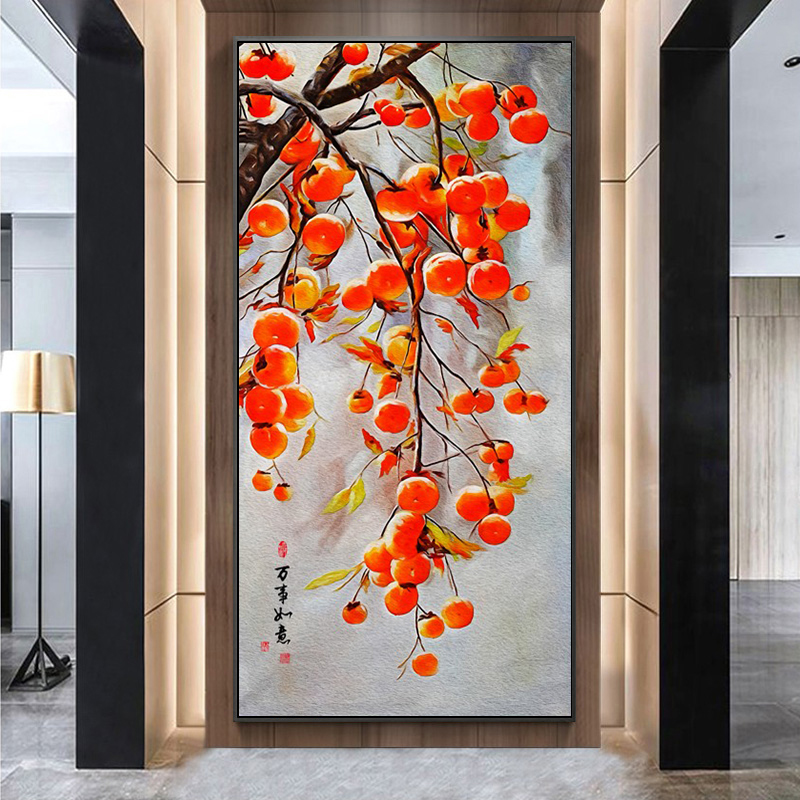 玄关竖版简约现代线绣十字绣新款