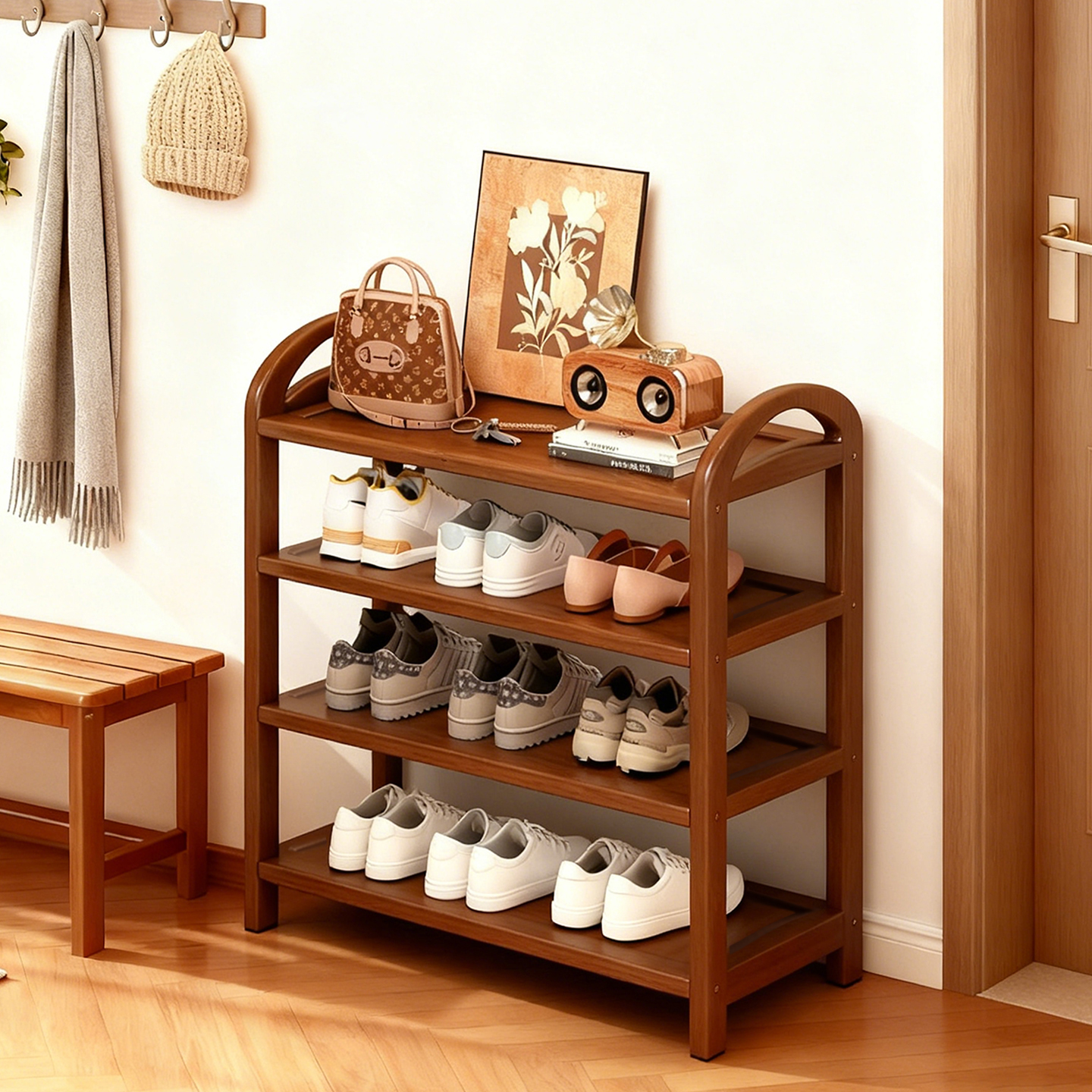 鞋柜家用门口一体靠墙出租屋用楼道入户门鞋架小窄防尘门外走廊用