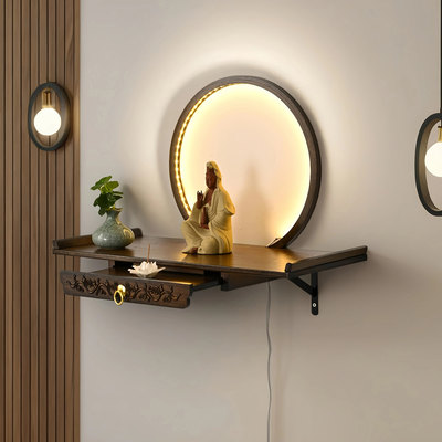 佛龛带灯带壁挂式佛台观音财神关公供奉台烧香案台墙上小供桌供台