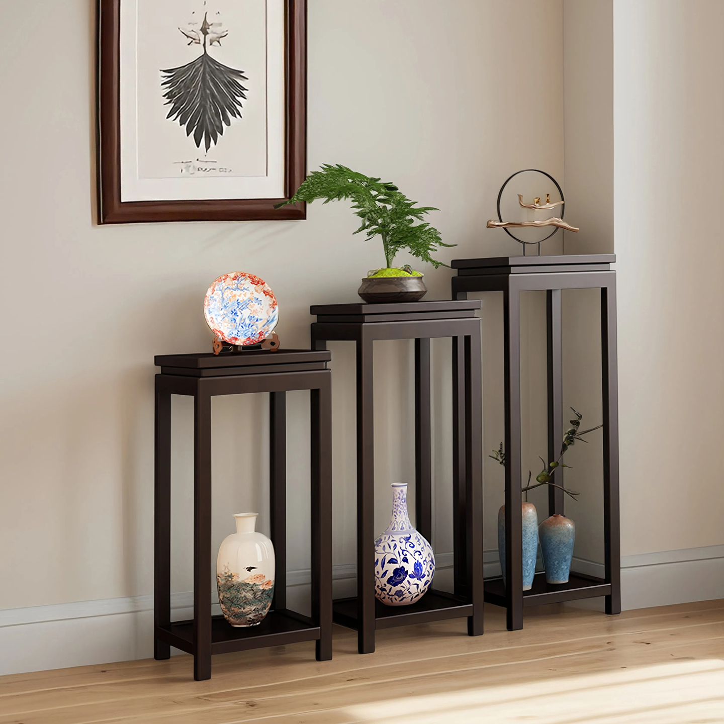 花架实木花几置物架绿植瓷器瓶花台办公室内盆景植物摆放架展示架