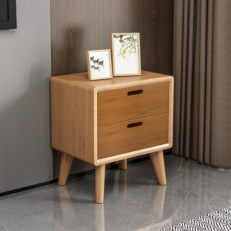 楠竹撞色风宽大双抽床头柜