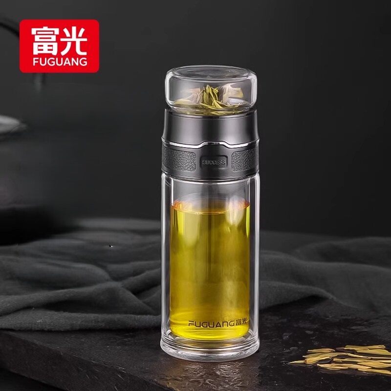 富光双层玻璃杯茶水分离泡茶杯