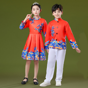 中国风儿童合唱演出服男女童幼儿园主持人中小学生诗歌朗诵比赛服
