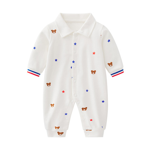 婴儿连体衣纯棉春秋季可爱小熊