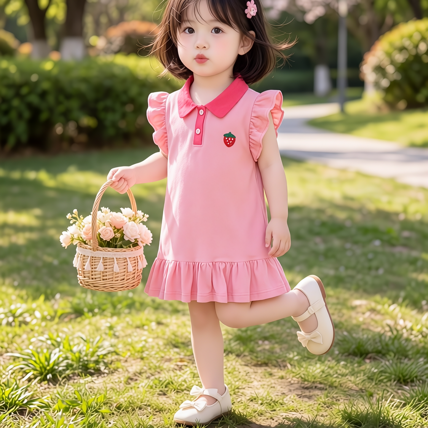 粉色公主裙女童夏装连衣裙2026新款洋气婴儿小香风宝宝短裙子夏季