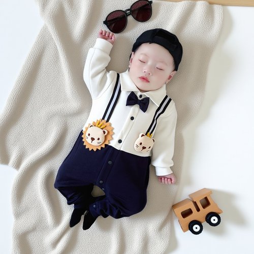 连体衣爬服婴儿绅士满月周岁礼服