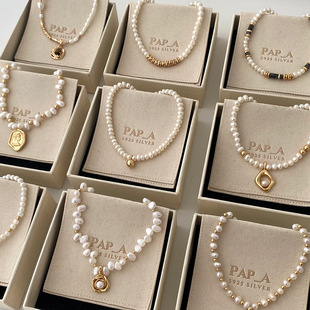 施家珍珠项链女小众轻奢设计高级感时尚 气质锁骨链颈链毛衣链珠链