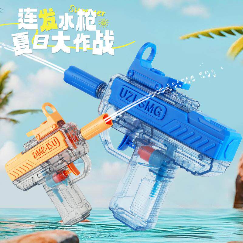 新品联动回膛乌兹科技水枪大容量连发透明水仓儿童打水仗玩具代发