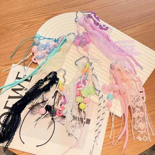 新款少女高级感diy包包串珠水杯挂件miu系包挂绳子链配饰