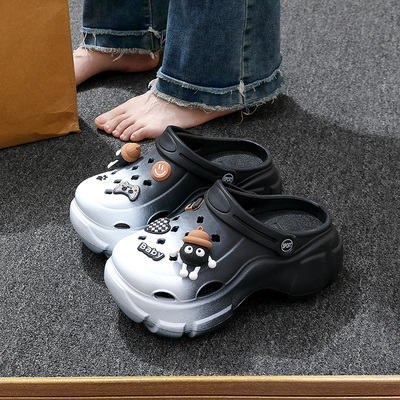 适配crocs渐变厚底洞洞鞋女外穿