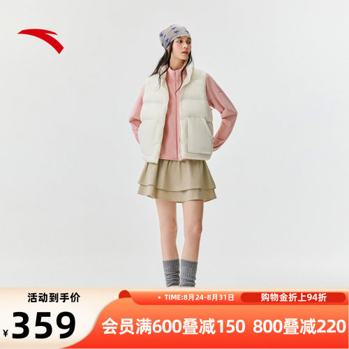 安踏马甲女白色2026秋冬新款羽绒女马甲背心外穿外套官方正品马夹