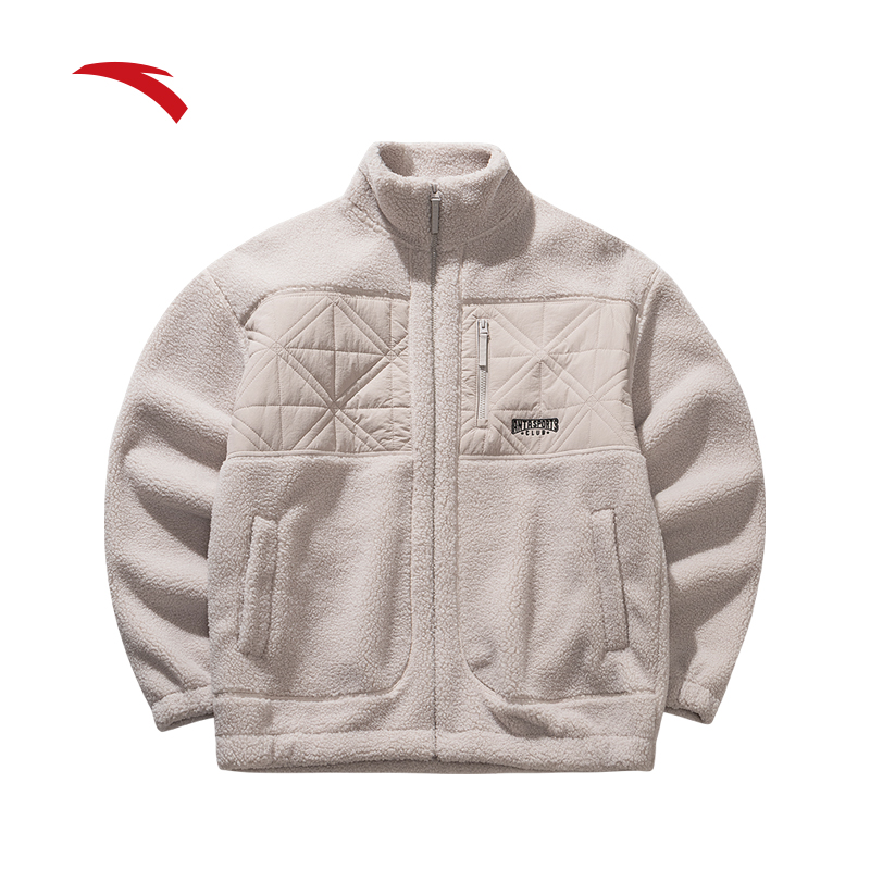 安踏运动复古泡芙绒外套男子冬季保暖加厚针织运动上衣152548723