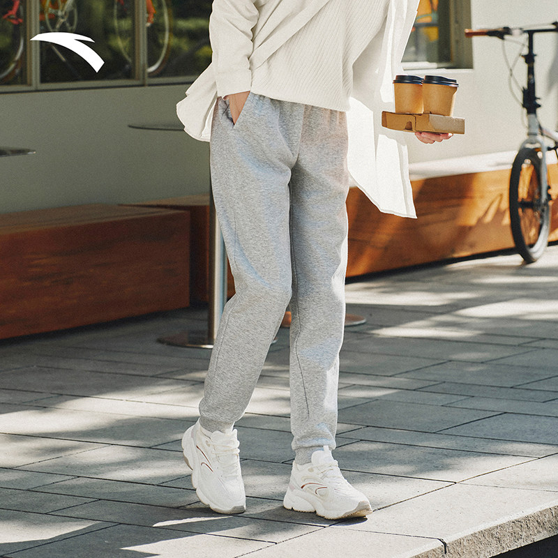 安踏运动裤秋冬女士耐磨运动休闲加绒保暖运动长裤松紧带长裤