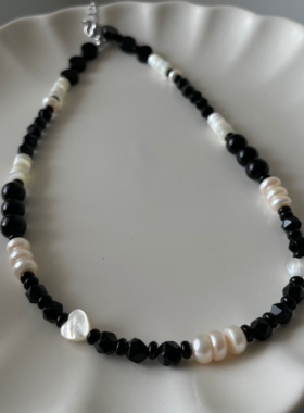 孤品| 原创设计手作珍珠玛瑙贝壳百搭秋冬冷淡系复古气质项链女