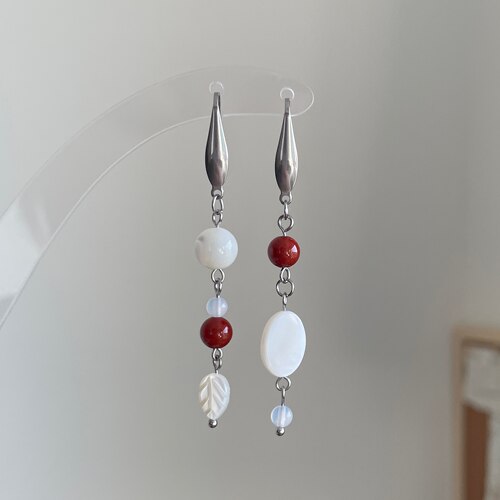微瑕特价/原创设计手作复古做旧小众春夏天然石贝壳百搭耳环女