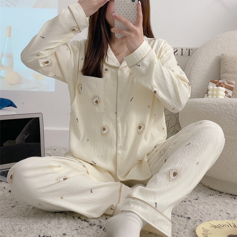月子服喂奶夏带胸垫孕妇睡衣加大码住院待产服哺乳产后云朵棉套装