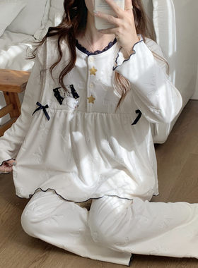 秋冬产后德绒保暖待产孕妇睡衣圆领住院海岛绒月子服哺乳喂奶套装