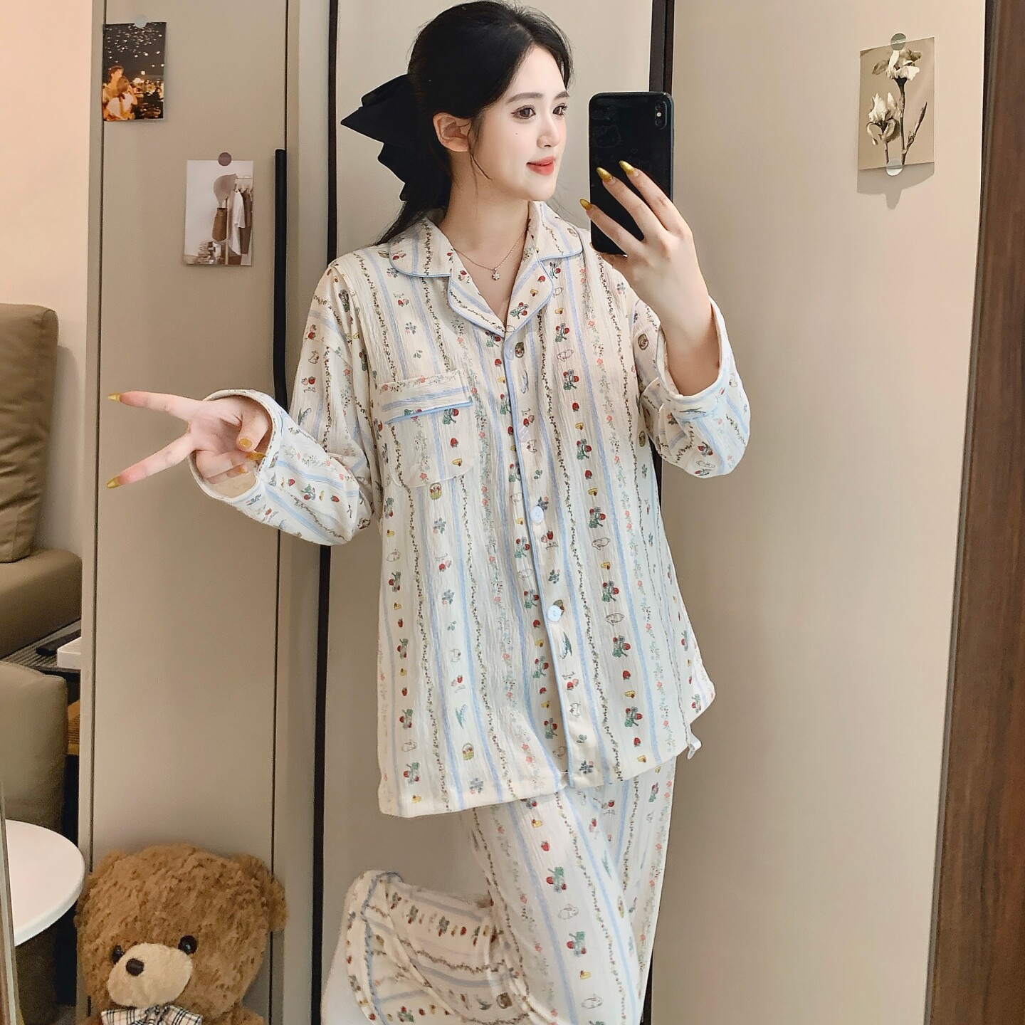 2026新款睡衣家居服待产后长袖月子服不勒肚四季款带胸垫孕妇哺乳