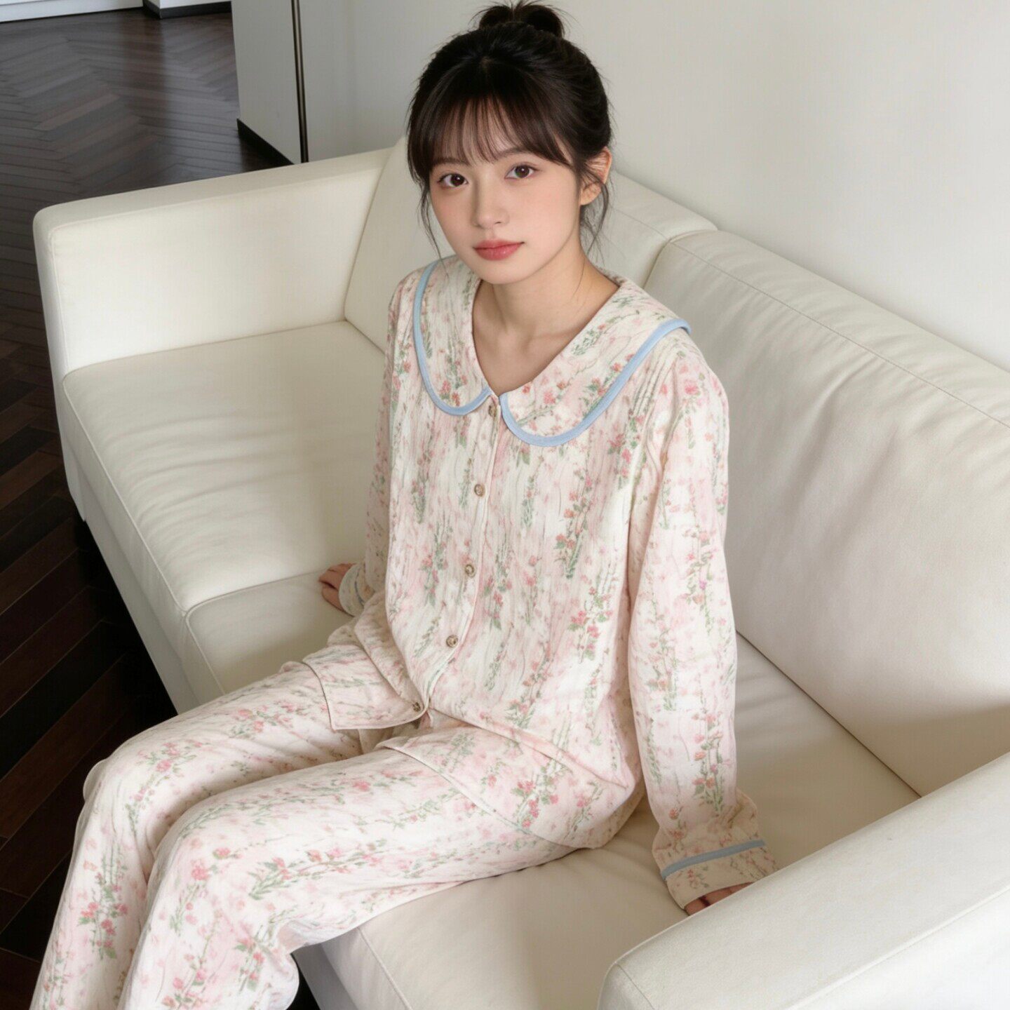 月子服带胸垫睡衣女夏款云朵棉春秋长袖孕妇坐月子孕期产后妇哺乳