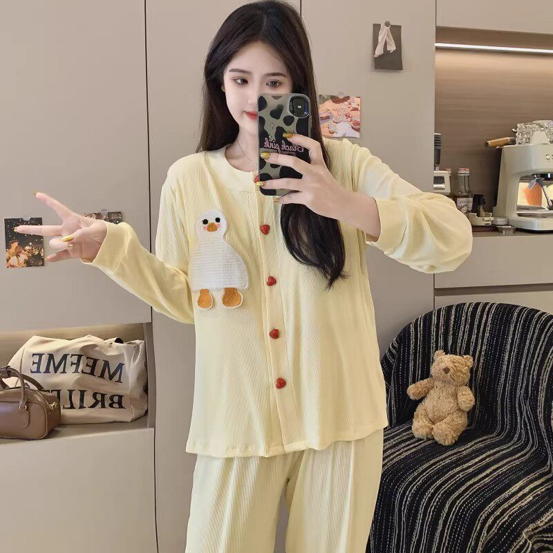 睡衣大码不勒肚圆领夏天莫代尔月子服哺乳带胸垫夏季薄款产妇孕妇