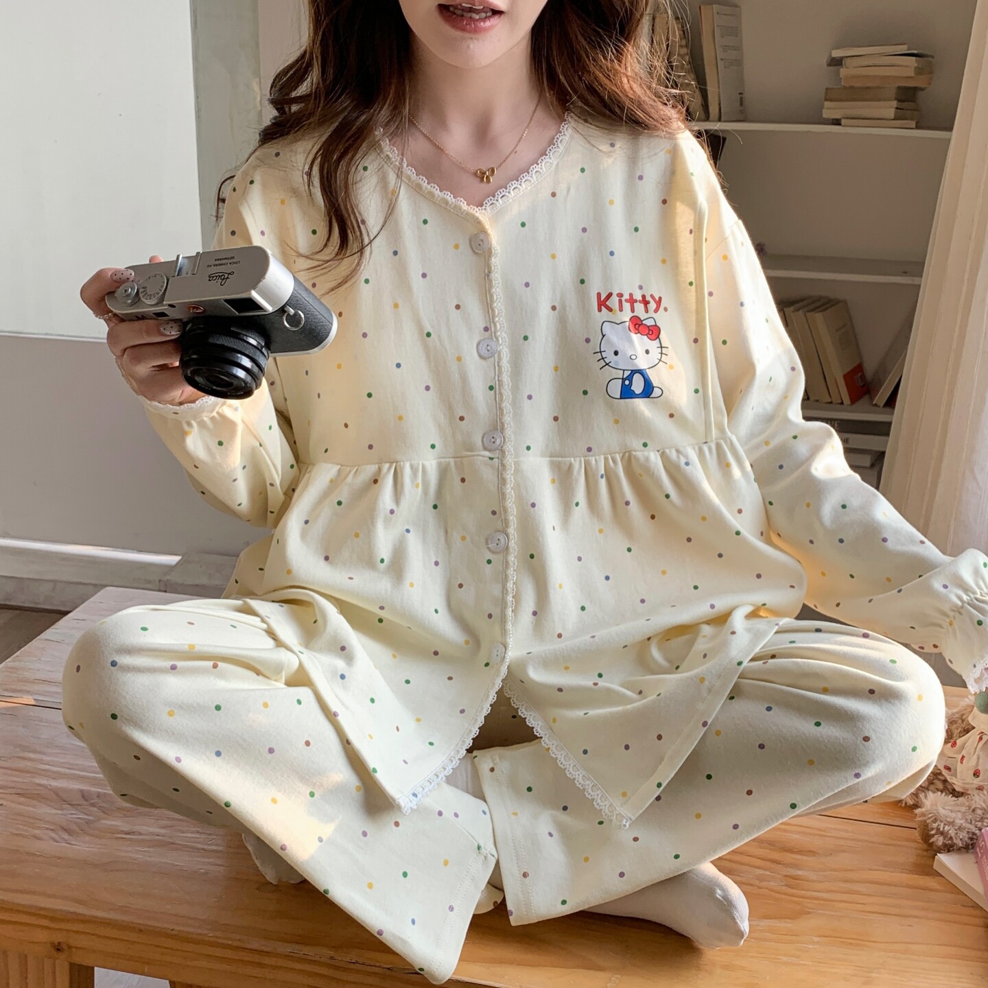 月子帽月子服春秋季薄款产后待产妇孕妇睡衣春夏季哺乳圆领带胸垫