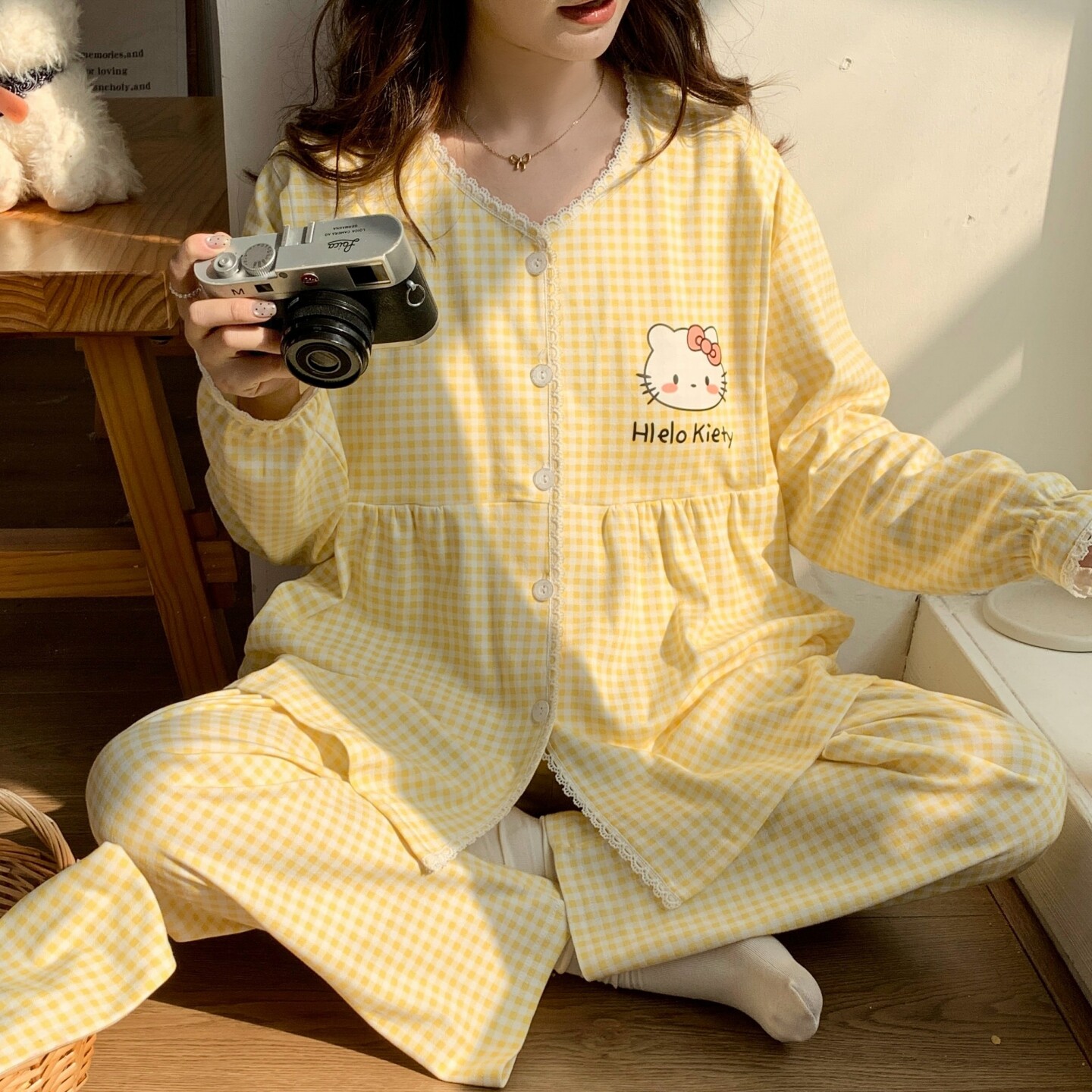 春夏季哺乳圆领带胸垫月子帽月子服春秋季薄款产后待产妇孕妇睡衣