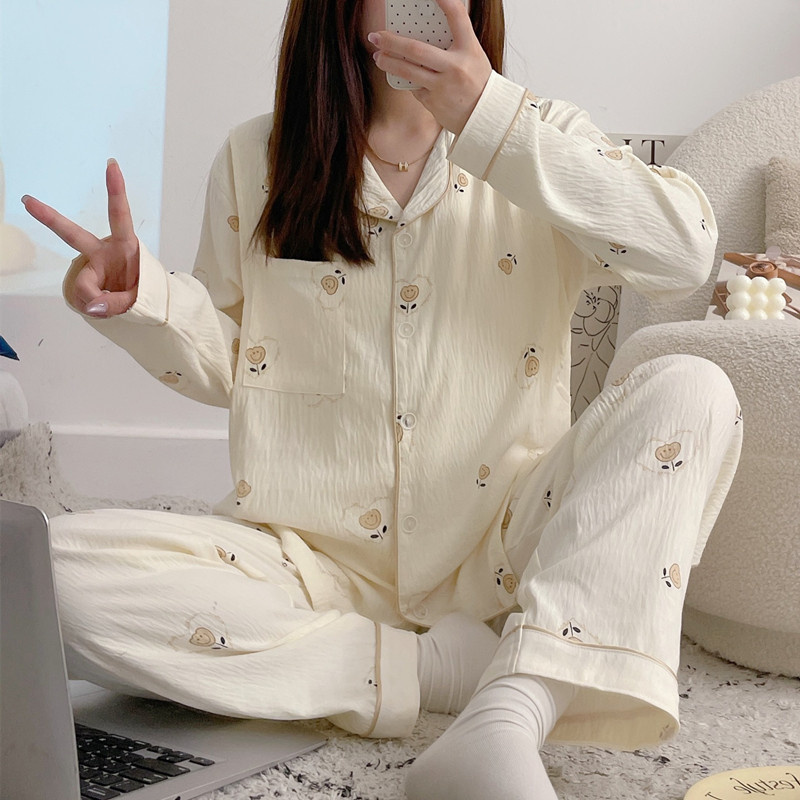 带胸垫孕妇睡衣哺乳产后云朵棉加大码住院待产服套装月子服喂奶夏