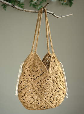 花笺包材料包手工编织diy镂空沙滩包olio大眼睛线钩针编织材料包