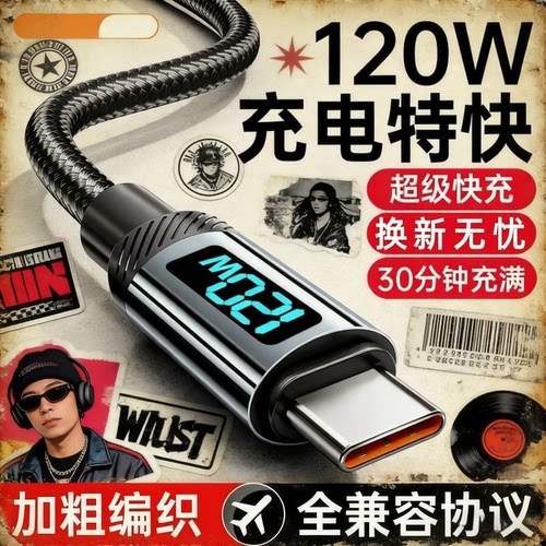 120W充电线Type-C快充