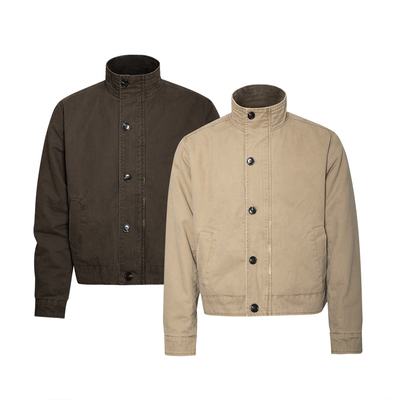 美式工装外套毛绒内胆夹克棉衣水洗做旧纯棉立领宽松boxy短宽棉服