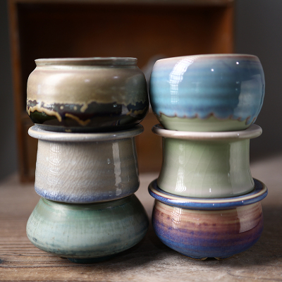 景德镇陶瓷田园素盆陶瓷高温窑变