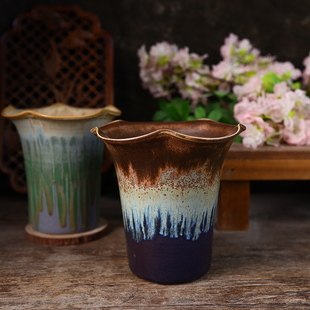 【素瓷上新】陶瓷花盆高桩盆老桩万象多肉绿植复古细闪国风百搭